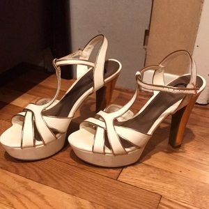 White and gold guess stilettos